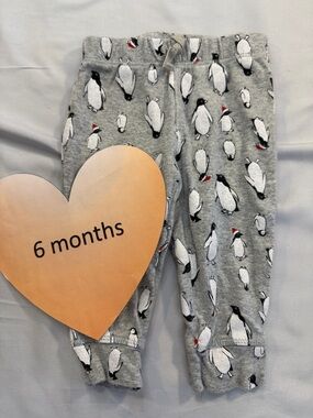 Carters - 6M - Grey Penguin Print Baby Pants